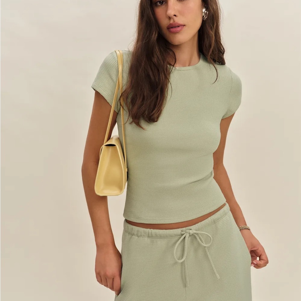 Reformation Olive Knit Top - Limon Waffle
